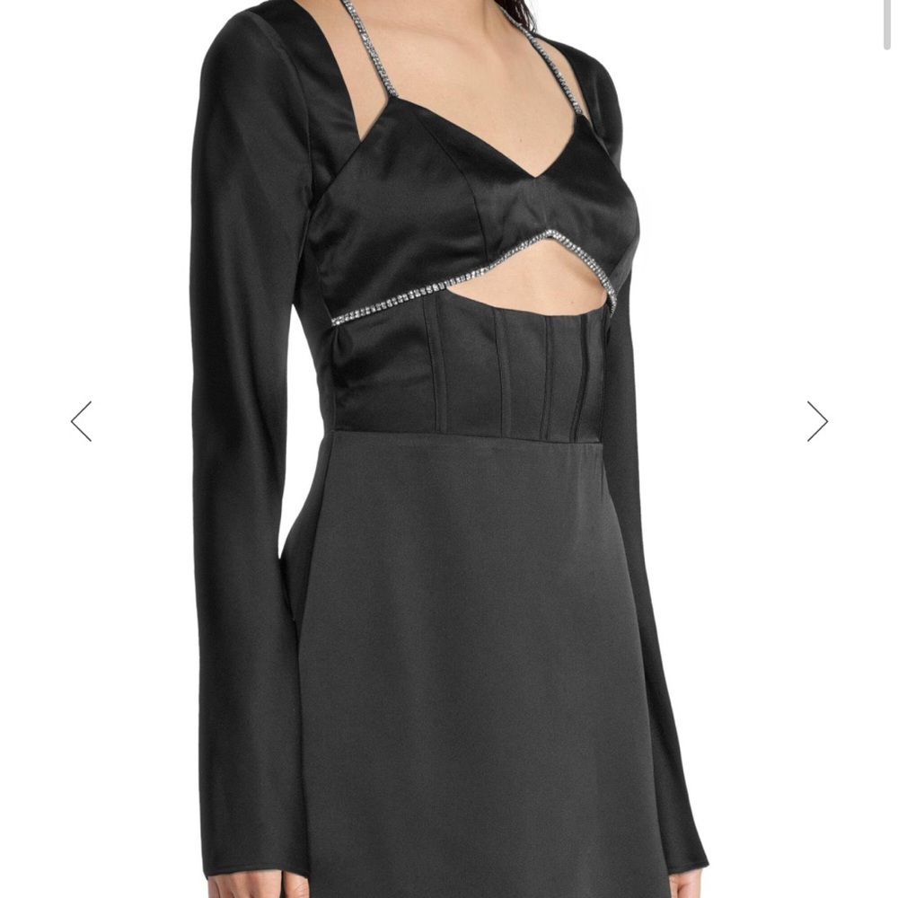 Lavish Alice Black Satin Cut-Out Mini Dress Sz 6